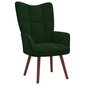 vidaXL atpūtas krēsls ar kāju balstu, tumši zaļš samts cena un informācija | Atpūtas krēsli | 220.lv