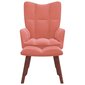 vidaXL atpūtas krēsls ar kāju balstu, rozā samts cena un informācija | Atpūtas krēsli | 220.lv