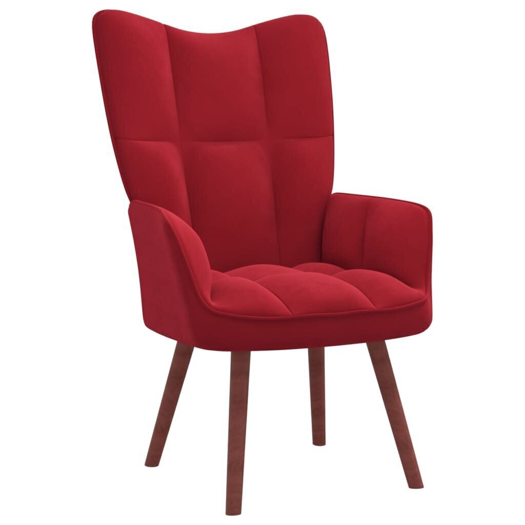 vidaXL atpūtas krēsls ar kāju balstu, vīnsarkans samts cena un informācija | Atpūtas krēsli | 220.lv