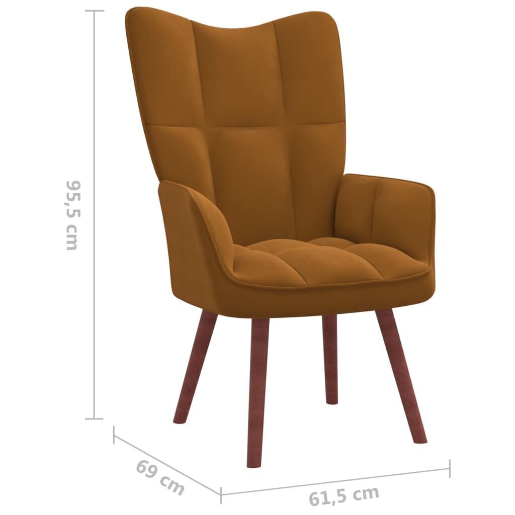 vidaXL atpūtas krēsls ar kāju balstu, brūns samts cena un informācija | Atpūtas krēsli | 220.lv