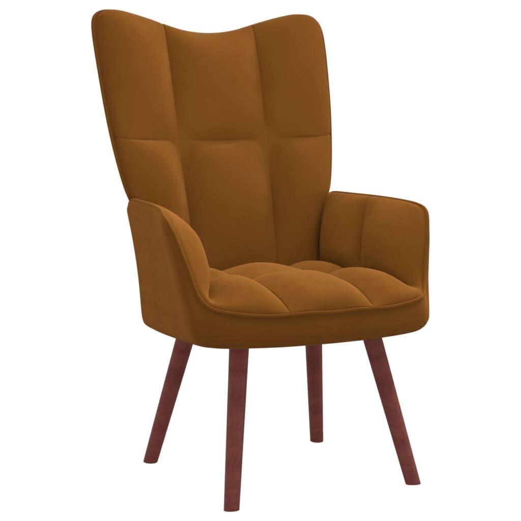 vidaXL atpūtas krēsls ar kāju balstu, brūns samts cena un informācija | Atpūtas krēsli | 220.lv
