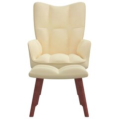 vidaXL atpūtas krēsls ar kāju balstu, krēmbalts samts cena un informācija | Atpūtas krēsli | 220.lv