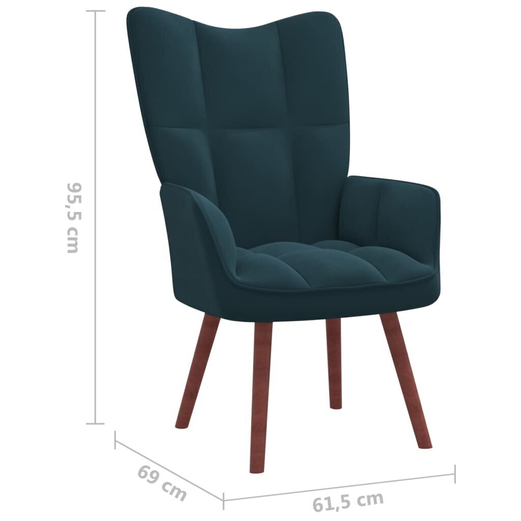 vidaXL atpūtas krēsls ar kāju balstu, zils samts цена и информация | Atpūtas krēsli | 220.lv