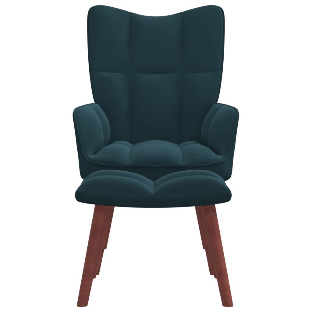 vidaXL atpūtas krēsls ar kāju balstu, zils samts цена и информация | Atpūtas krēsli | 220.lv