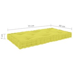 vidaXL palešu dīvāna/grīdas spilvens, 73x40x7cm, dzeltenzaļa kokvilna cena un informācija | Krēslu paliktņi | 220.lv