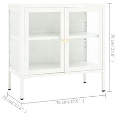 vidaXL kumode, balta, 70x35x70 cm, tērauds un stikls cena un informācija | Skapīši viesistabai | 220.lv