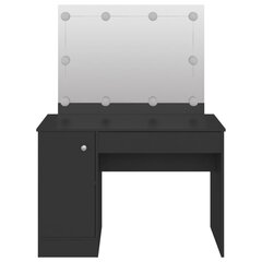 vidaXL kosmētikas galds ar LED gaismām, 110x55x145 cm, MDF, melns cena un informācija | Kosmētikas galdiņi | 220.lv