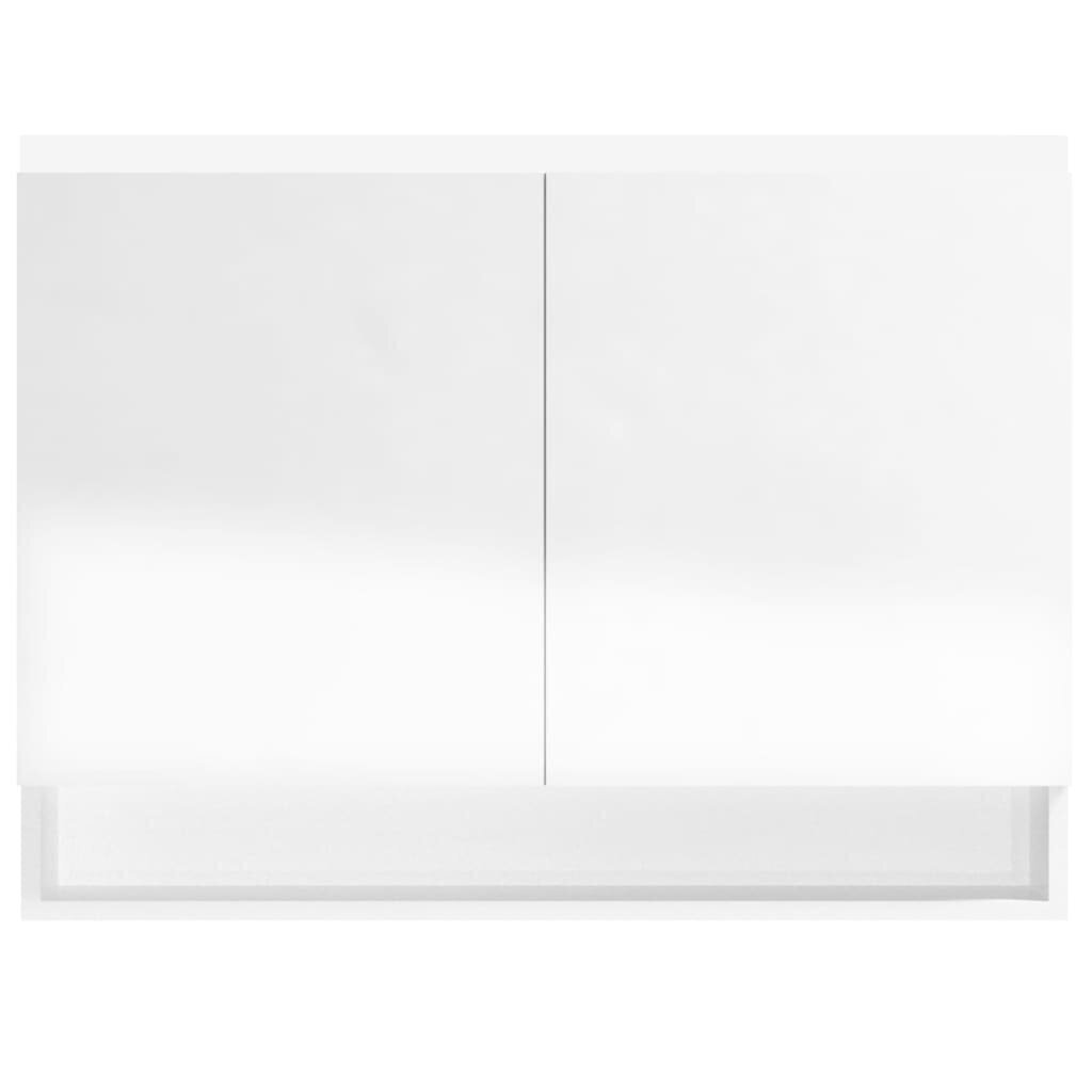 vidaXL vannasistabas skapītis ar spoguli, 80x15x60 cm, balts, MDF cena un informācija | Vannas istabas skapīši | 220.lv