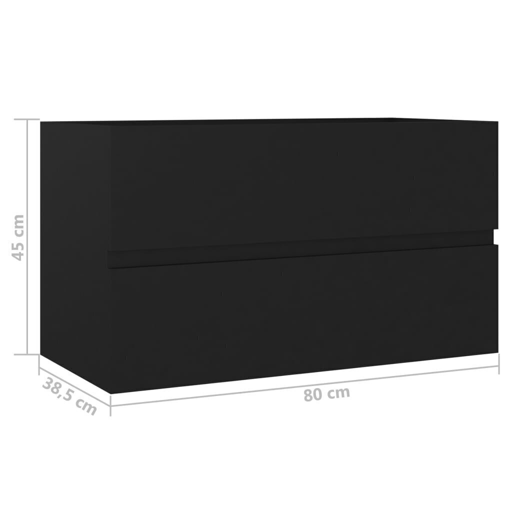 vidaXL izlietnes skapītis, melns, 80x38,5x45 cm, skaidu plāksne цена и информация | Vannas istabas skapīši | 220.lv