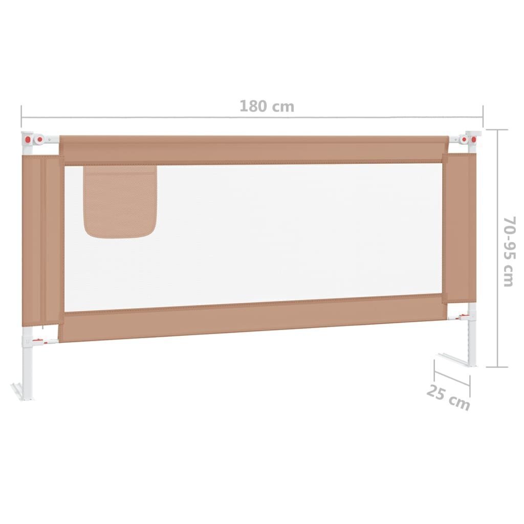 vidaXL bērnu gultas aizsargbarjera, pelēkbrūna, 180x25 cm, audums cena un informācija | Bērnu drošības preces | 220.lv