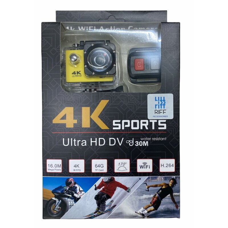 Riff SPK-1 Ultra HD 4K 16Mpix, dzeltena cena un informācija | Sporta kameras | 220.lv