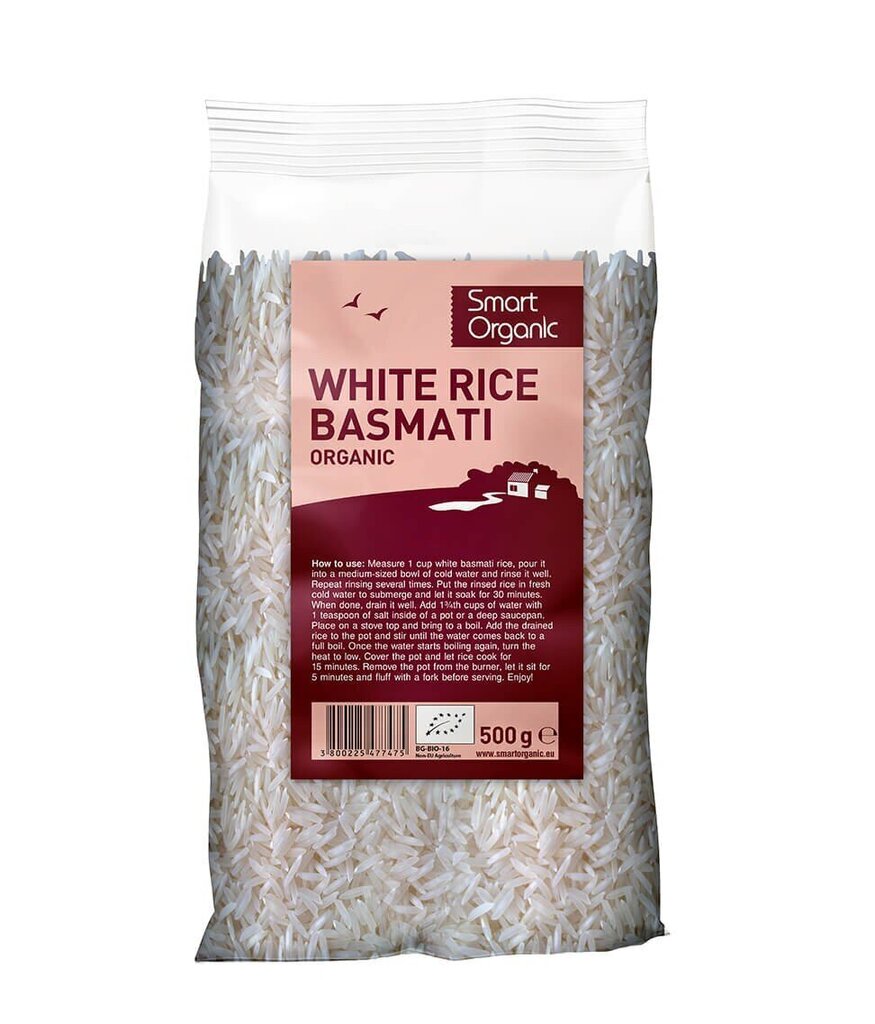Baltie rīsi basmati Smart Organic, 500 g cena un informācija | Putraimi, pārslas, putras | 220.lv