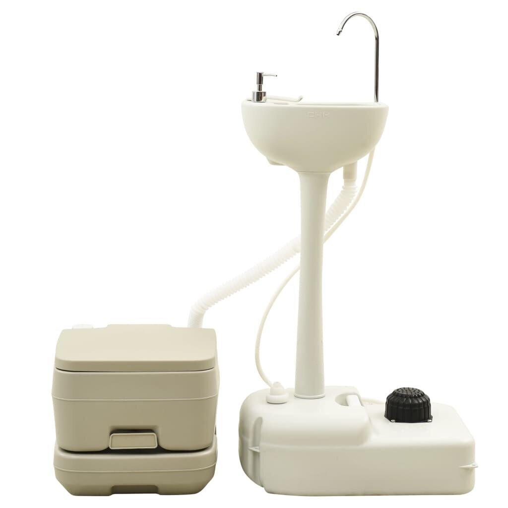 vidaXL pārnēsājama kempinga tualete 10+10L, ar izlietni 20 L, pelēka cena un informācija | Citas tūrisma preces | 220.lv