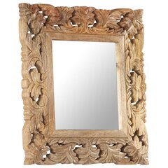 vidaXL spogulis, brūns, 50x50 cm, ar kokgriezumiem, mango masīvkoks cena un informācija | Spoguļi | 220.lv