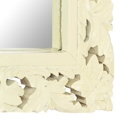 vidaXL spogulis, balts, 80x50 cm, ar kokgriezumiem, mango masīvkoks цена и информация | Зеркала | 220.lv