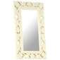 vidaXL spogulis, balts, 80x50 cm, ar kokgriezumiem, mango masīvkoks cena un informācija | Spoguļi | 220.lv