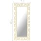 vidaXL spogulis, balts, 110x50 cm, ar kokgriezumiem, mango masīvkoks cena un informācija | Spoguļi | 220.lv