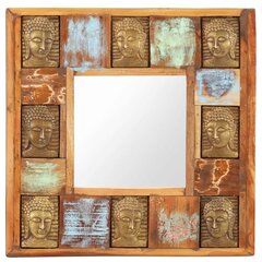 vidaXL spogulis ar Budas dekoriem, 50x50 cm, pārstrādāts masīvkoks cena un informācija | Spoguļi | 220.lv