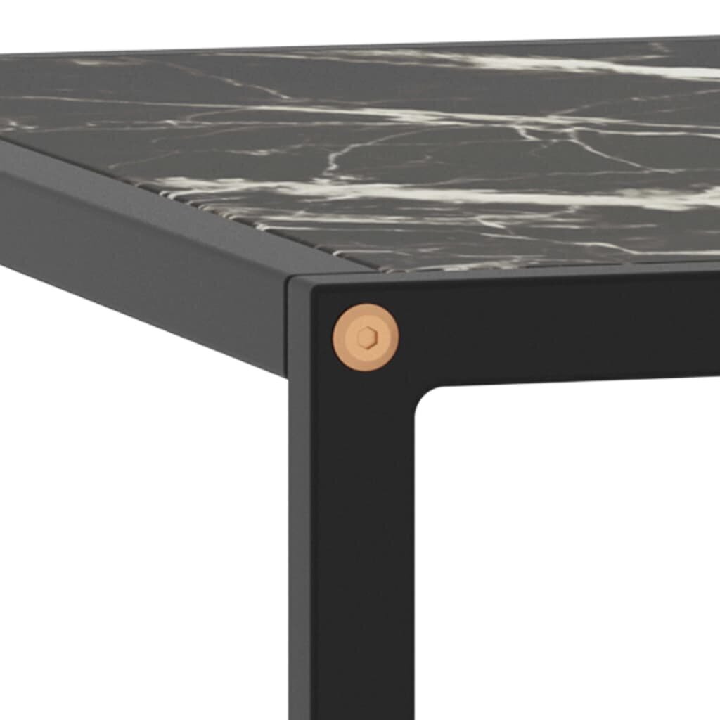 vidaXL kafijas galdiņš, 80x80x35 cm, melns marmora raksts, stikls cena un informācija | Žurnālgaldiņi | 220.lv