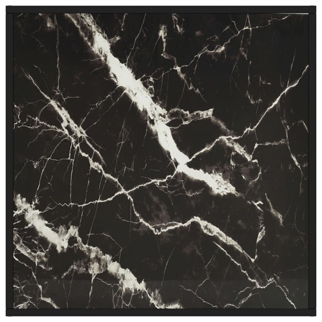 vidaXL kafijas galdiņš, 80x80x35 cm, melns marmora raksts, stikls cena un informācija | Žurnālgaldiņi | 220.lv