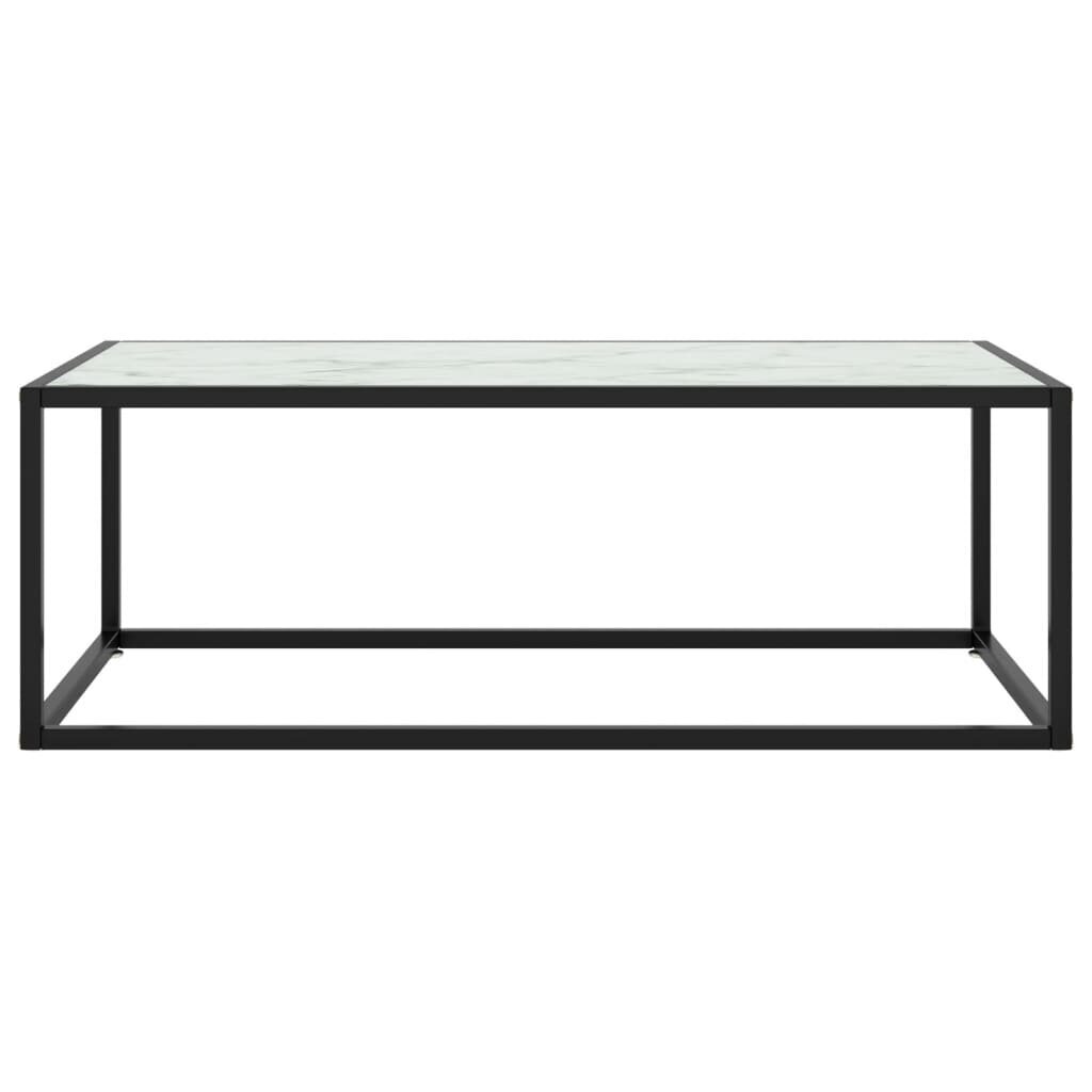 vidaXL kafijas galdiņš, 100x50x35 cm, melnbalta marmora raksta stikls cena un informācija | Žurnālgaldiņi | 220.lv