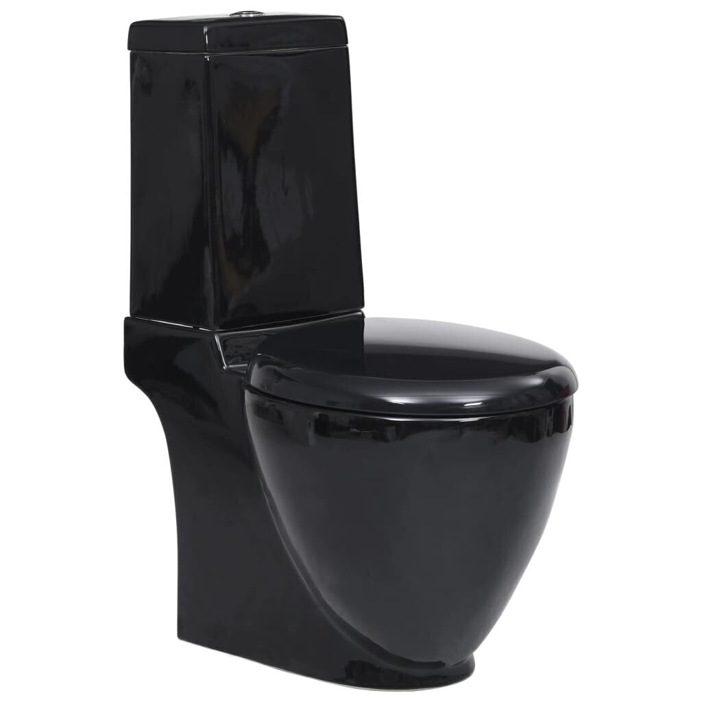 vidaXL tualetes pods, apaļš, melna keramika, ūdens plūst apakšā cena un informācija | Tualetes podi | 220.lv