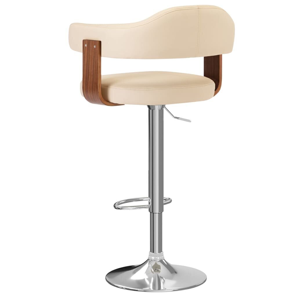 vidaXL bāra krēsli, 2 gab., izliekts koks, krēmkrāsas mākslīgā āda цена и информация | Virtuves un ēdamistabas krēsli | 220.lv