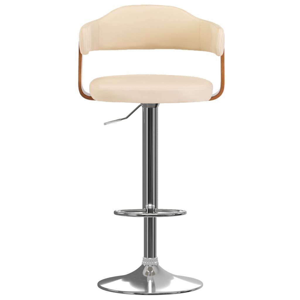 vidaXL bāra krēsli, 2 gab., izliekts koks, krēmkrāsas mākslīgā āda cena un informācija | Virtuves un ēdamistabas krēsli | 220.lv