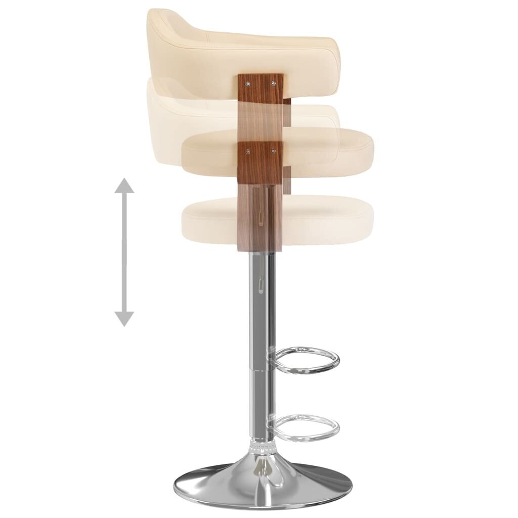 vidaXL bāra krēsli, 2 gab., izliekts koks, krēmkrāsas mākslīgā āda cena un informācija | Virtuves un ēdamistabas krēsli | 220.lv