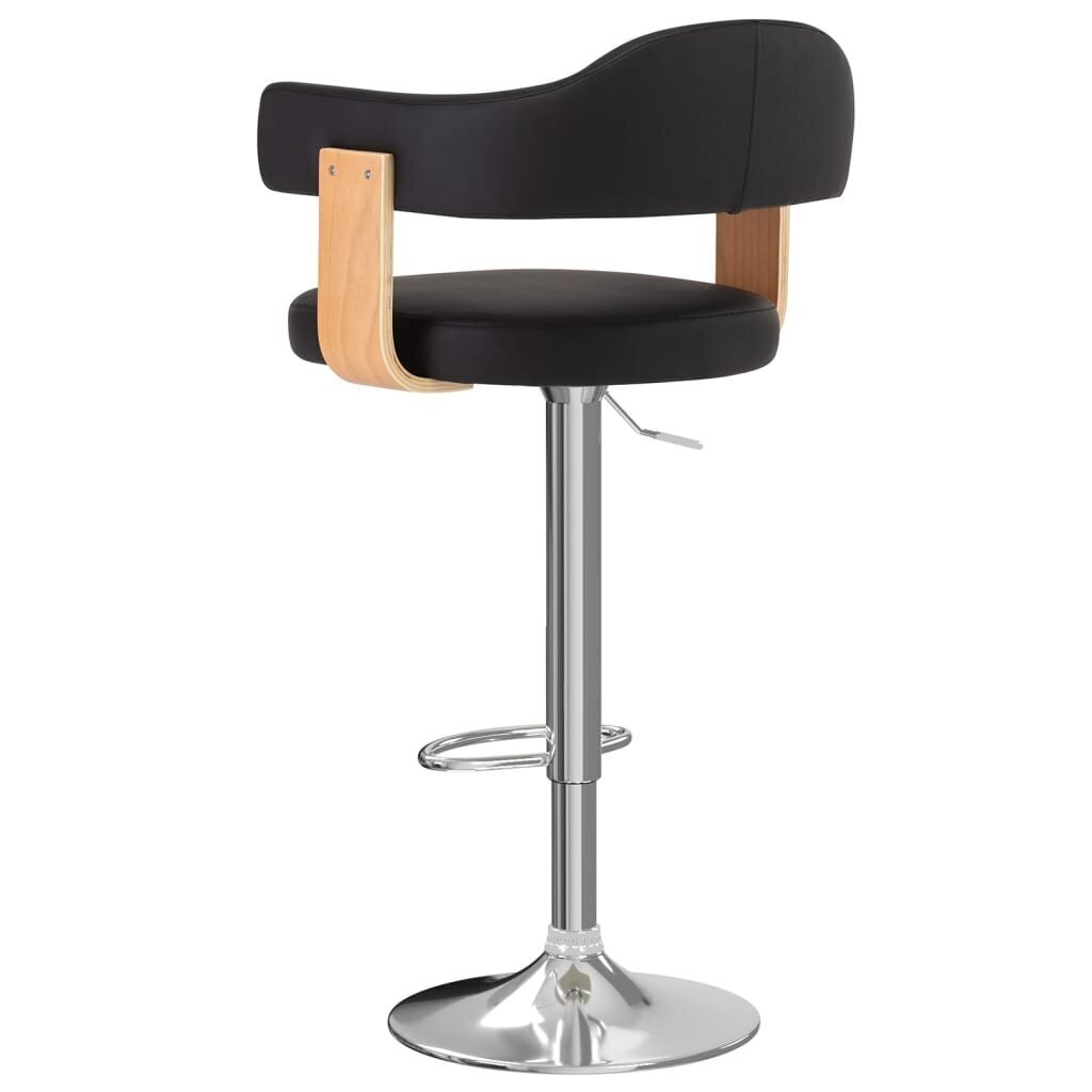 vidaXL bāra krēsli, 2 gab., izliekts koks, melna mākslīgā āda cena un informācija | Virtuves un ēdamistabas krēsli | 220.lv