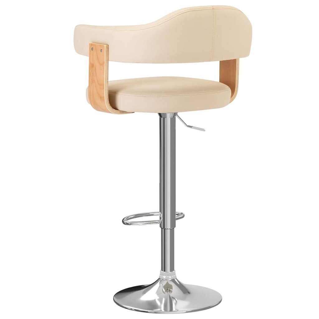 vidaXL bāra krēsli, 2 gab., izliekts koks, krēmkrāsas mākslīgā āda цена и информация | Virtuves un ēdamistabas krēsli | 220.lv