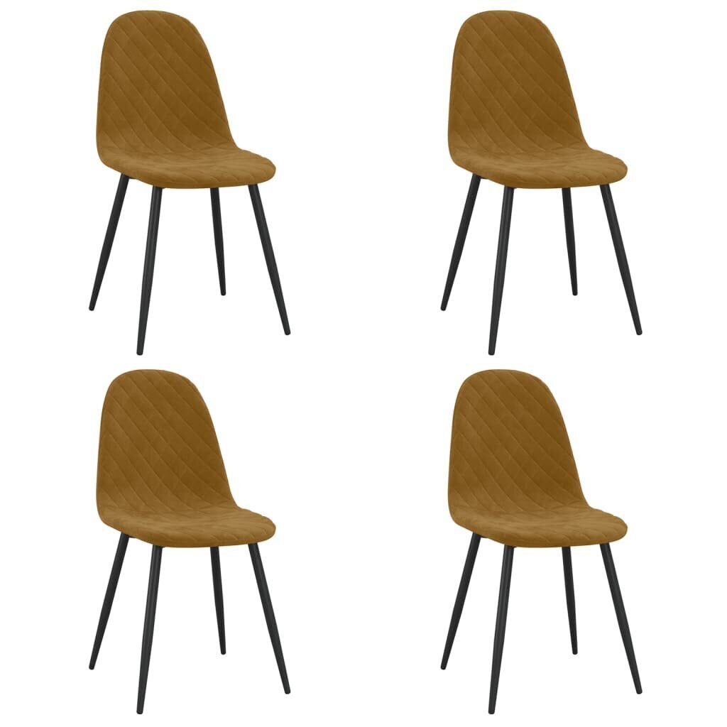 vidaXL virtuves krēsli, 4 gab., brūns samts cena un informācija | Virtuves un ēdamistabas krēsli | 220.lv
