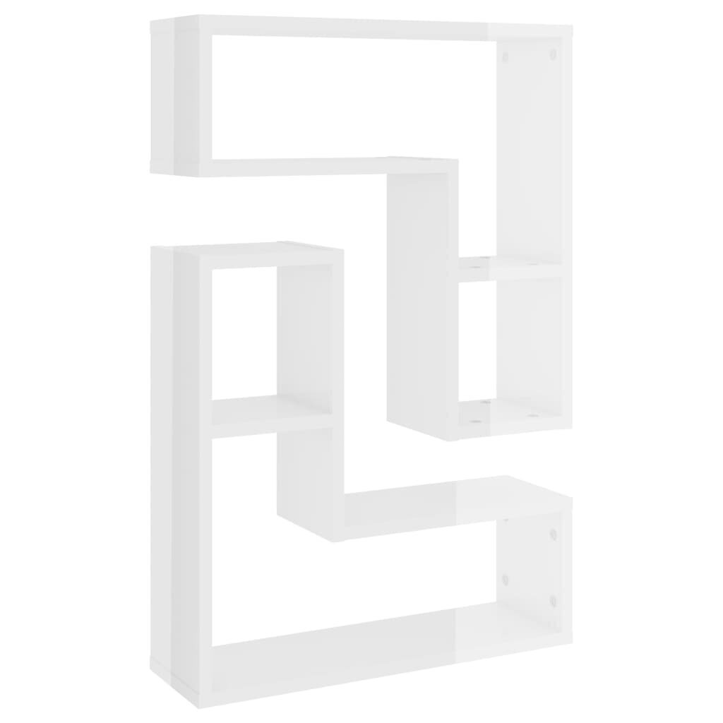 vidaXL sienas plaukti, 2 gab., 50x15x50 cm, balti, skaidu plāksne cena un informācija | Plaukti | 220.lv