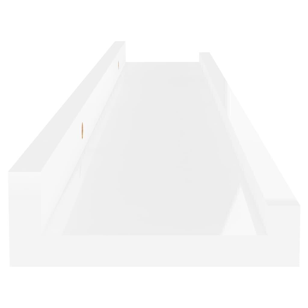 vidaXL sienas plaukti, 2 gab., spīdīgi balti, 60x9x3 cm цена и информация | Plaukti | 220.lv