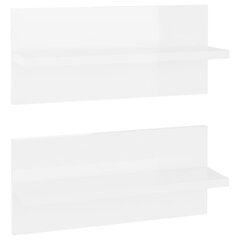 vidaXL sienas plaukti, 2 gab., 40x11,5x18 cm, spīdīgi balti cena un informācija | Plaukti | 220.lv