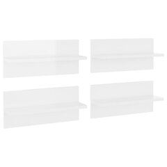 vidaXL sienas plaukti, 4 gab., 40x11,5x18 cm, spīdīgi balti cena un informācija | Plaukti | 220.lv