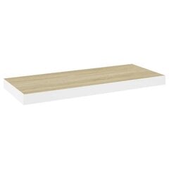 vidaXL sienas plaukts, balta un ozolkoka krāsa, 60x23,5x3,8 cm, MDF цена и информация | Полки | 220.lv