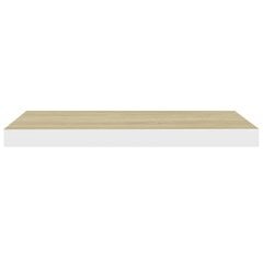 vidaXL sienas plaukti, 2 gab., balti, ozolkoka, 60x23,5x3,8 cm, MDF cena un informācija | Plaukti | 220.lv