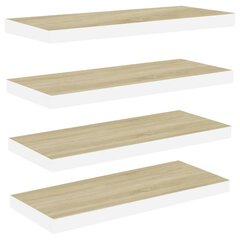 vidaXL sienas plaukti, 4 gab., balti, ozolkoka, 60x23,5x3,8 cm, MDF цена и информация | Полки | 220.lv