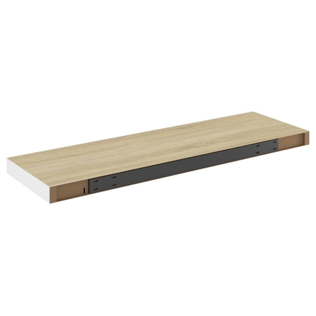 vidaXL sienas plaukts, balta un ozolkoka krāsa, 80x23,5x3,8 cm, MDF cena un informācija | Plaukti | 220.lv