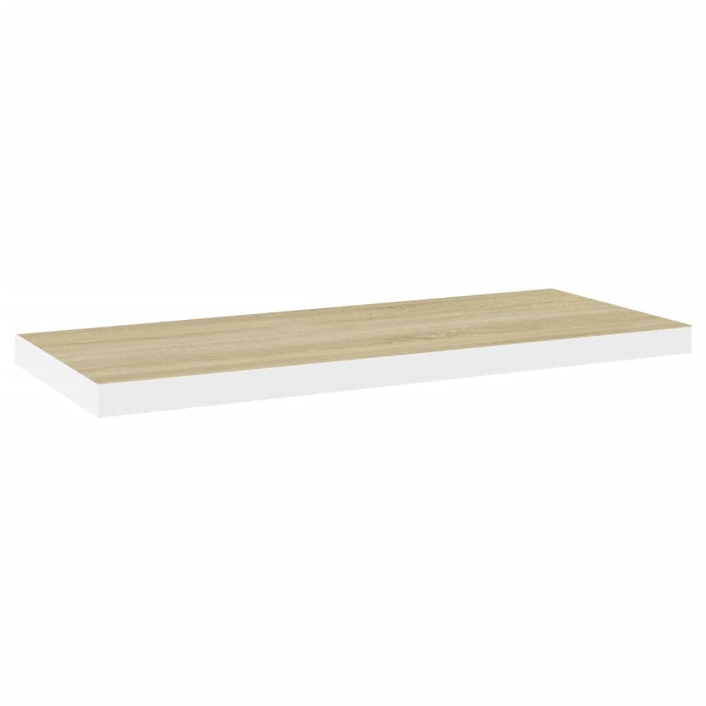 vidaXL sienas plaukti, 2 gab., balti, ozolkoka, 80x23,5x3,8 cm, MDF cena un informācija | Plaukti | 220.lv