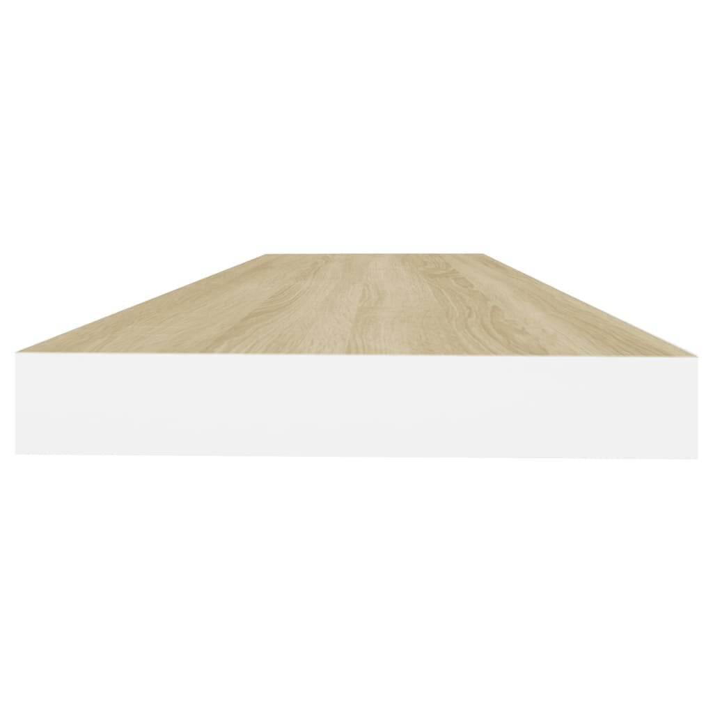 vidaXL sienas plaukti, 2 gab., balti, ozolkoka, 80x23,5x3,8 cm, MDF cena un informācija | Plaukti | 220.lv