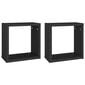 vidaXL kuba formas sienas plaukti, 2 gab., melni, 30x15x30 cm cena un informācija | Plaukti | 220.lv