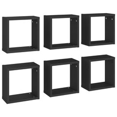 vidaXL kuba formas sienas plaukti, 6 gab., 30x15x30 cm, melni cena un informācija | Plaukti | 220.lv