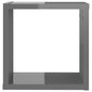 vidaXL kuba formas sienas plaukti, 4 gab., 30x15x30 cm, spīdīgi pelēki cena un informācija | Plaukti | 220.lv