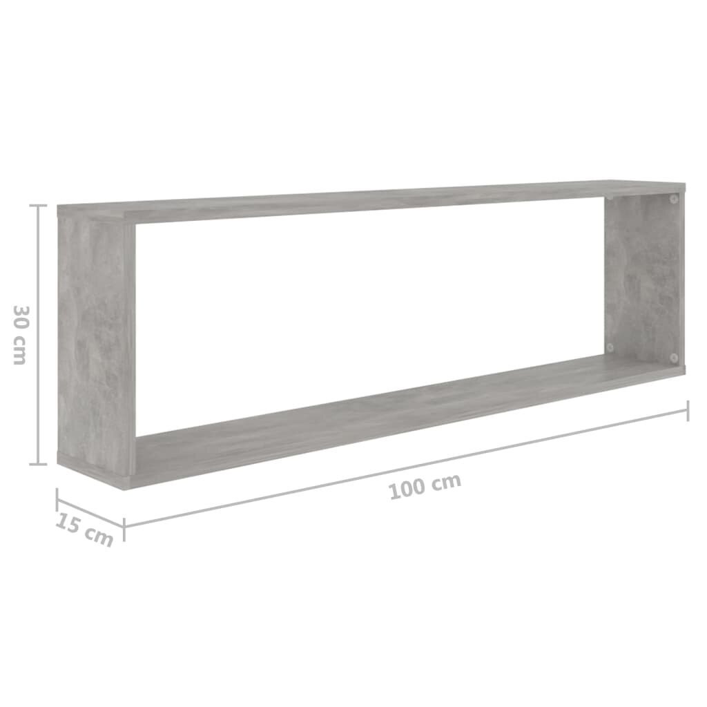 vidaXL sienas plaukti, 2 gb., betonpelēki, 100x15x30cm, skaidu plāksne cena un informācija | Plaukti | 220.lv