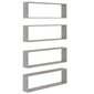 vidaXL sienas plaukti, 4 gb., betonpelēki, 100x15x30cm, skaidu plāksne cena un informācija | Plaukti | 220.lv