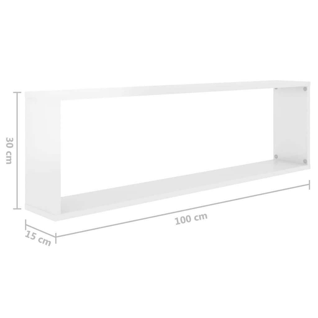 vidaXL sienas plaukti, 2 gab., balti, 100x15x30 cm, skaidu plātne cena un informācija | Plaukti | 220.lv