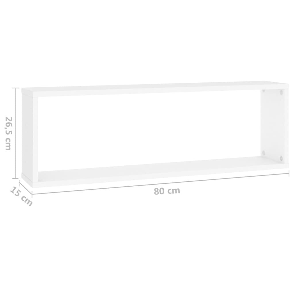 vidaXL sienas plaukti, 2 gab., balti, 80x15x26,5 cm, skaidu plāksne cena un informācija | Plaukti | 220.lv