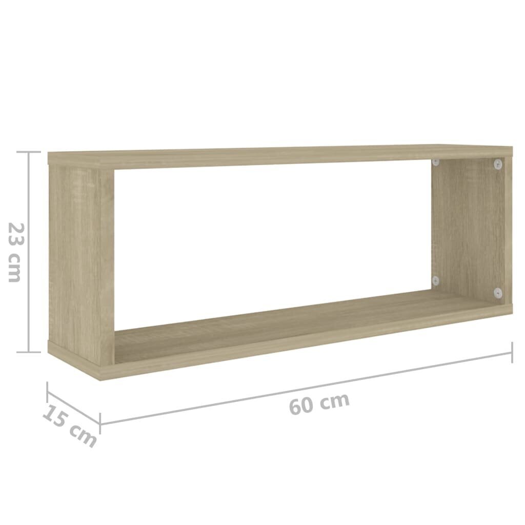 vidaXL sienas plaukti, 4 gab., ozolkoka, 60x15x23 cm, skaidu plāksne cena un informācija | Plaukti | 220.lv